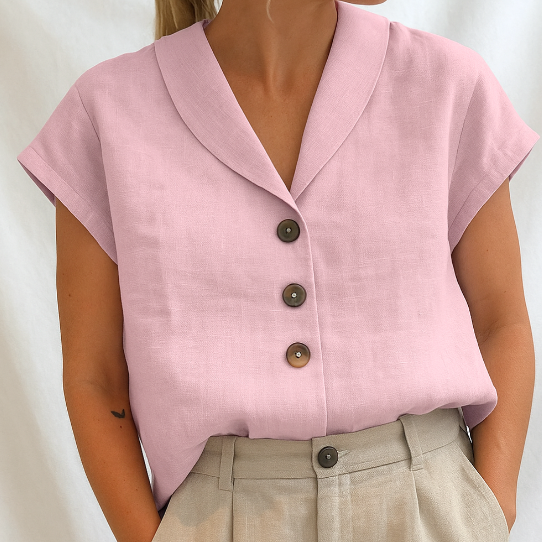 Marie – Elegant Ensfarvet Bluse