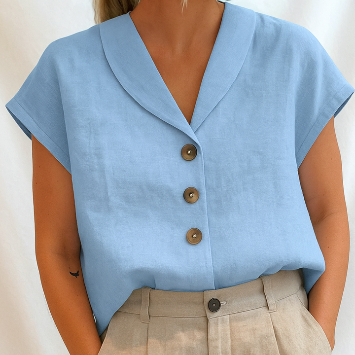 Marie – Elegant Ensfarvet Bluse