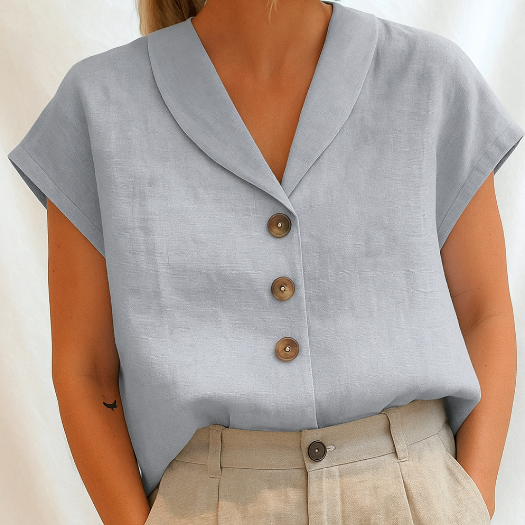 Marie – Elegant Ensfarvet Bluse