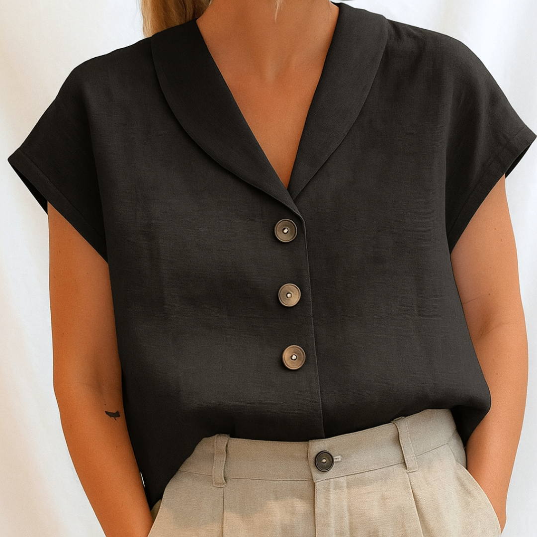Marie – Elegant Ensfarvet Bluse