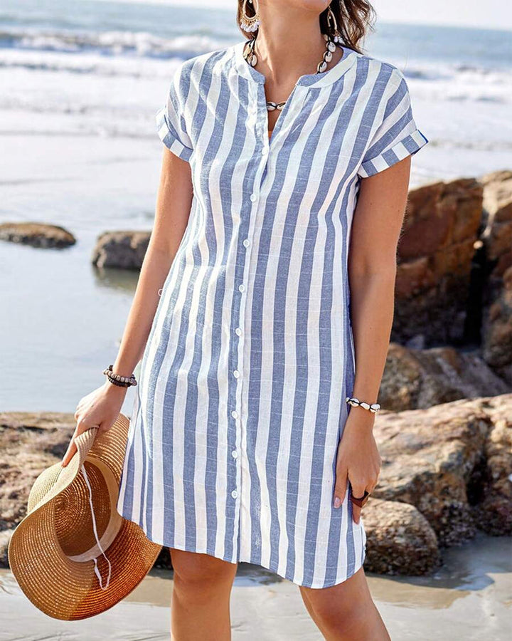Martine – Elegant Stribet Skjortekjole