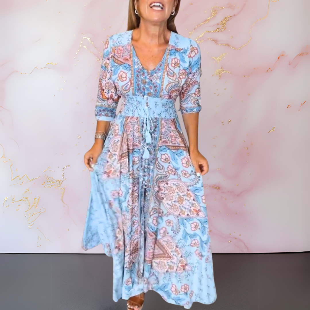 Marga - Elegant Sommerkjole med V-Udskæring