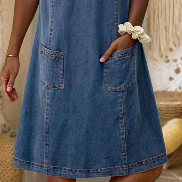 Maybritt – Elegant Denimblå Kjole