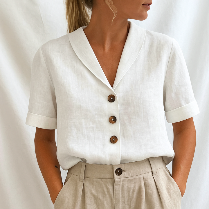 Marie – Elegant Ensfarvet Bluse