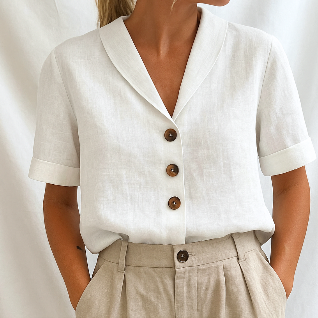 Marie – Elegant Ensfarvet Bluse