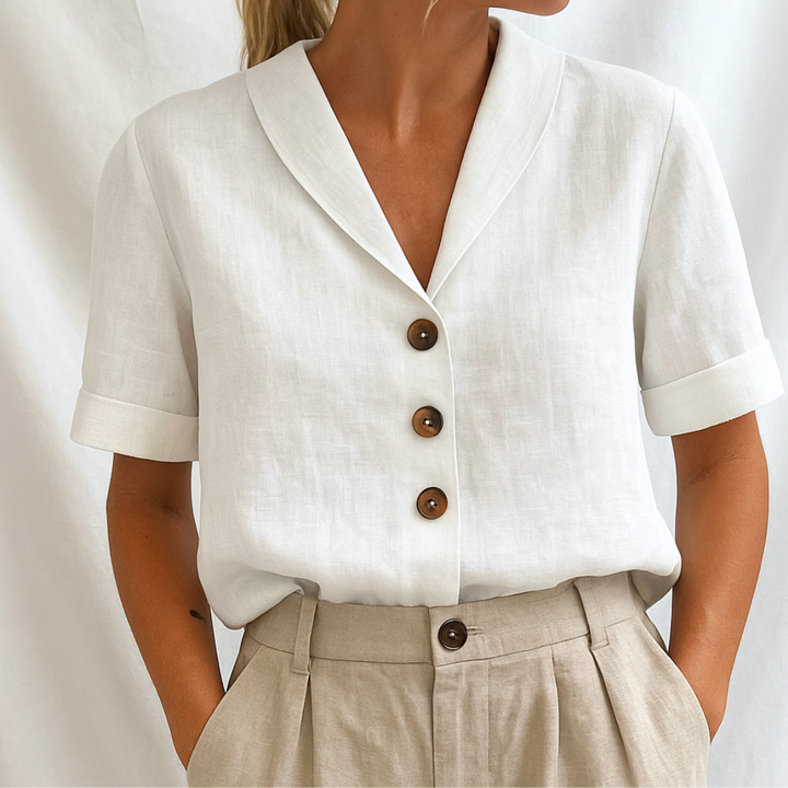 Marie – Elegant Ensfarvet Bluse