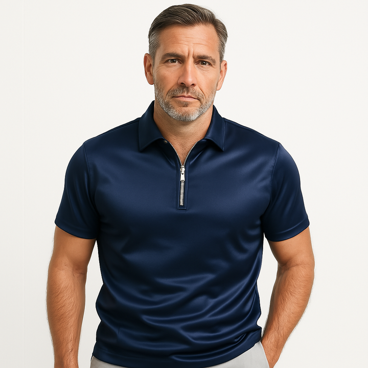 Theo – Klassisk Poloshirt med Lynlås