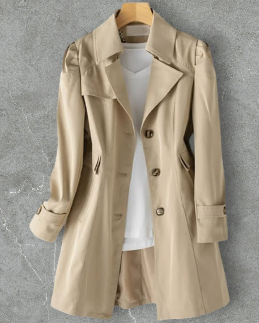 Daniela – Let Trenchcoat med Tidløs Elegance og Moderne Udtryk