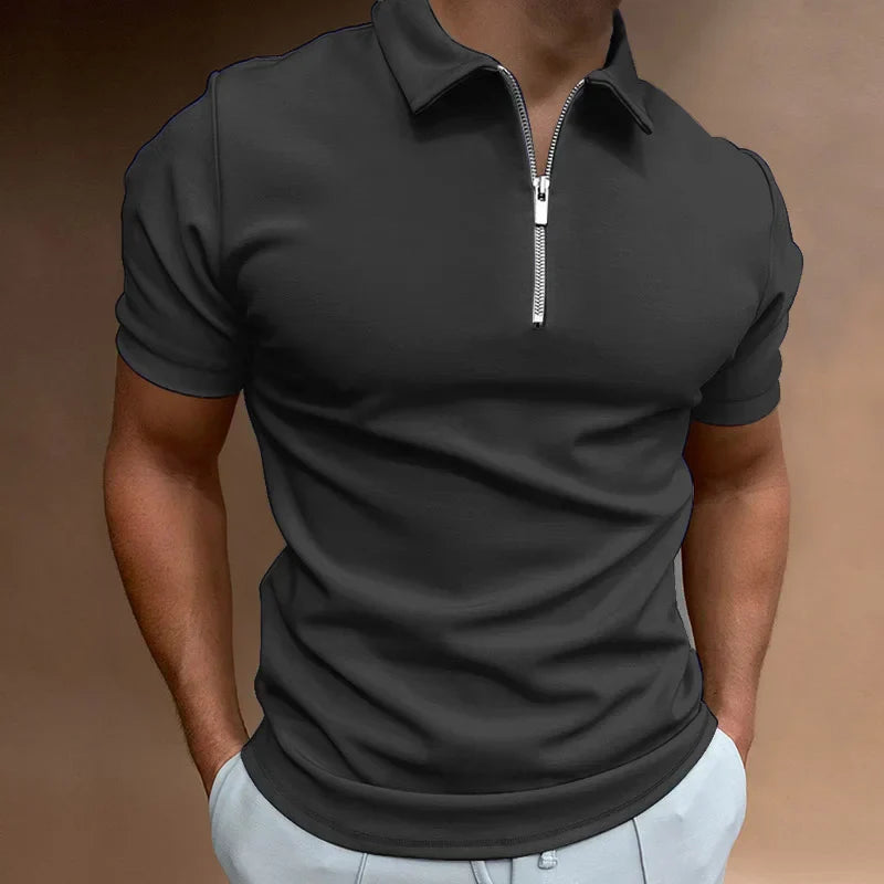 Theo – Klassisk Poloshirt med Lynlås