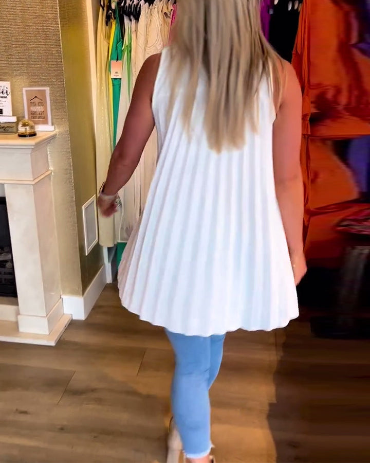 Tina – Ærmeløs Top med Flæser og Revers