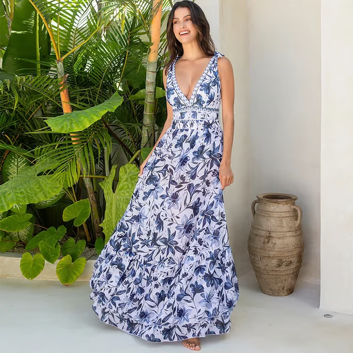 Blue Bloom Sæt – Badedragt & Nederdel